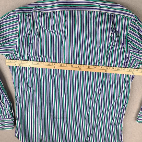 Polo‎ Ralph Lauren Shirt Men's Medium 15 1/2 Striped Curham Classic Fit Button - Picture 8 of 12